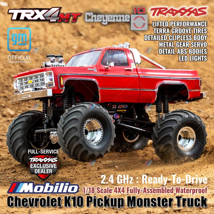Traxxas 98064-1 TRX-4MT Chevrolet K10 Pickup Monster Truck Bigfoot Skala 1/18 4X4 RTR Rakitan Lengkap Tahan Air TRX4MT Tanpa Klip