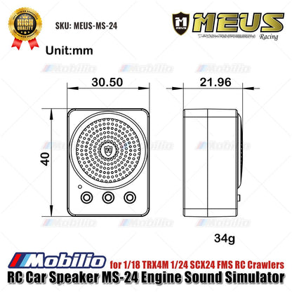 MEUS Racing RC Car Speaker MS-24 Simulator Suara Mesin MEUS-MS-24 untuk 1/18 TRX4M 1/24 SCX24 FMS RC Crawlers