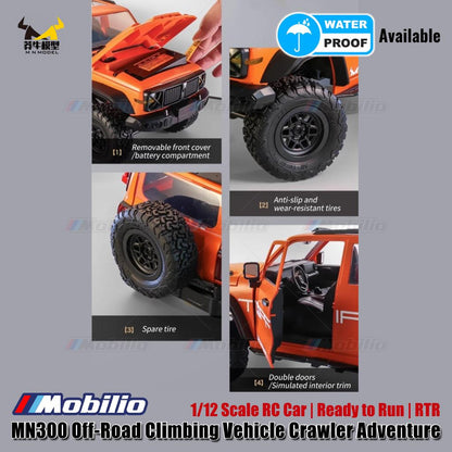TopFire MN300 Tank 300 Top Fire Off-Road Climbing Vehicle Crawler Adventure 1/12 Scale RC Car RTR 2.4GHz Full Proportional Waterproof Available Mobilio