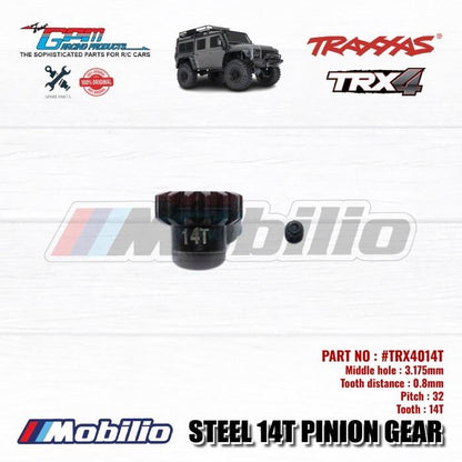 GPM Part Steel Pinion Gear 32P 9/10/11/12/14T Stronger and Durable for Traxxas TRX-4 TRX-6 1/10 Scale