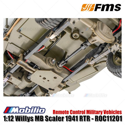 Mobil RC FMS 1/12 1941 MB Scaler Willys 2.4G 4WD RTR Crawler Truk Militer Kendaraan Offroad