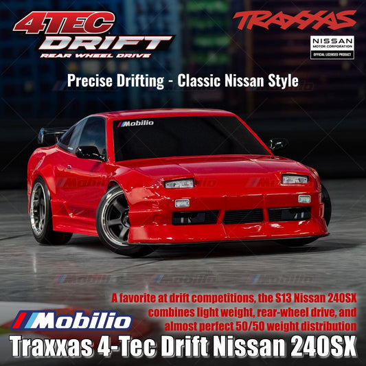 Traxxas 105247-4 4-Tec Drift Nissan 240SX S13 1/10 RWD with TQi 2.4 GHz Radio with Wireless Module Clipless Body RTR