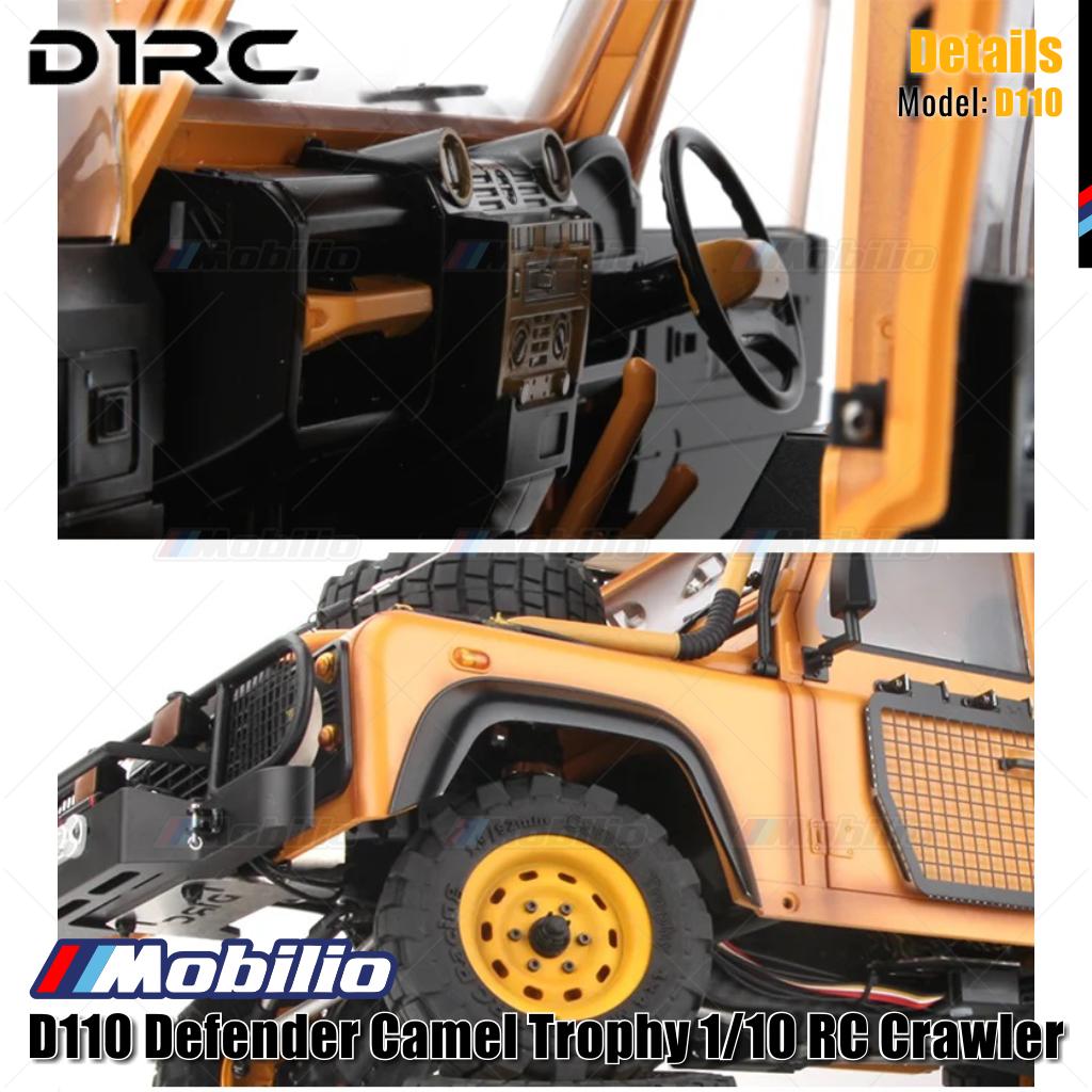 D1RC D110 Defender Camel Trophy Skala 1/10 Jarak Sumbu Roda 334mm Mobil RC Crawler Petualangan