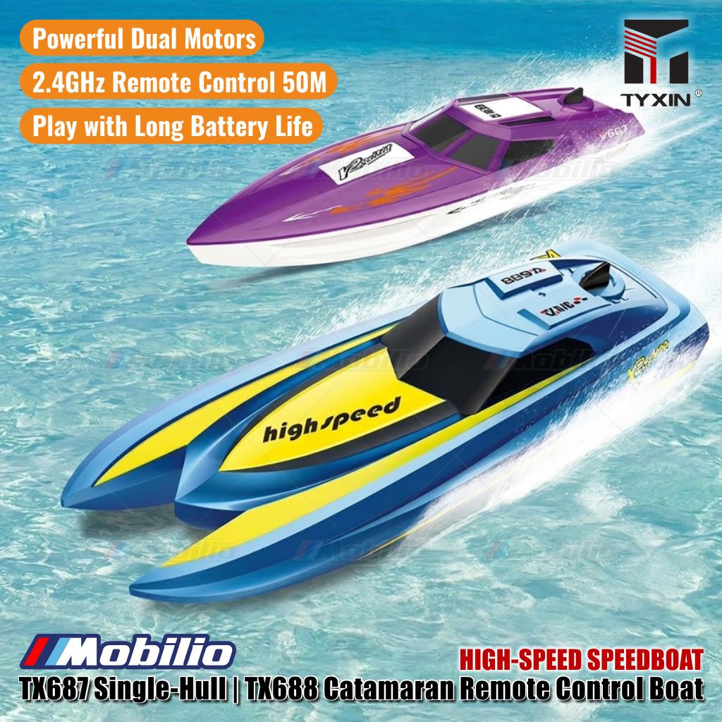 High-Speedboat TX687 Single-Hull | TX688 Catamaran Remote Control RC Boat Dual Motor 2.4GHz RTR