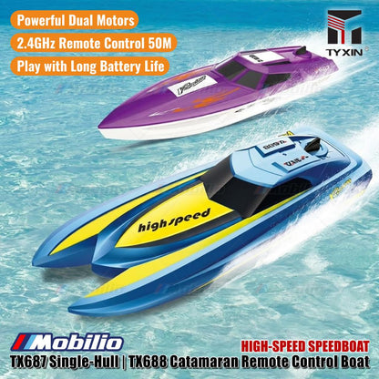 High-Speedboat TX687 Single-Hull | TX688 Catamaran Remote Control RC Boat Dual Motor 2.4GHz RTR
