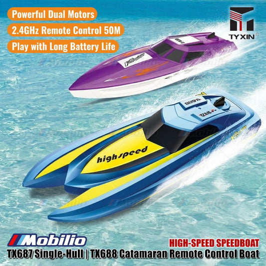 High-Speedboat TX687 Single-Hull | TX688 Catamaran Remote Control RC Boat Dual Motor 2.4GHz RTR
