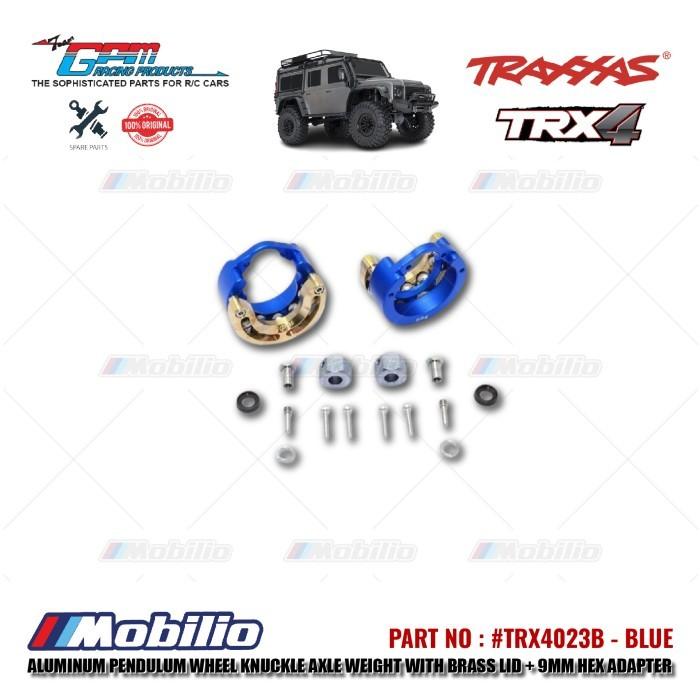 GPM Part #TRX4023B Aluminum Pendulum Wheel Knuckle Axle Weight Brass Lid 9mm Hex Adapter Traxxas TRX-4 TRX-6 Trail Crawler