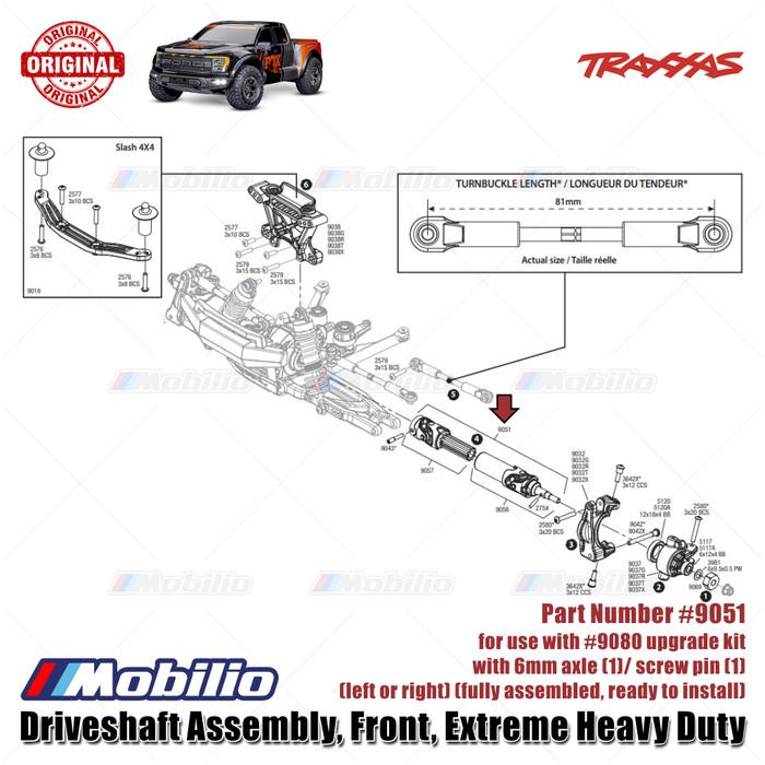 Traxxas Part #9051 Front Driveshaft with 6mm Axle for the Extreme Heavy Duty Upgrade Kit RC Ford Raptor Rustler Slash Stampede