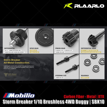 Rlaarlo SBK10 Storm Breaker 1/10 Carbon Fiber / Metal Brushless RTR 4WD Buggy
