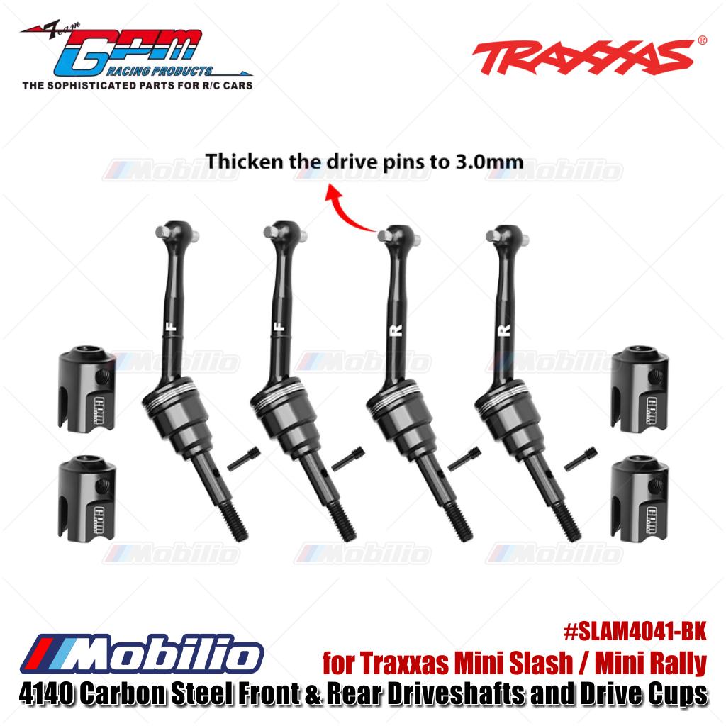 GPM Part #SLAM4041-BK 4140 Carbon Steel Front & Rear Driveshafts and Drive Cups for Traxxas Mini Slash / Mini Rally Upgrade