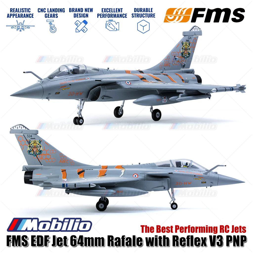 Jet FMS EDF 64mm Rafale dengan Reflex V3 PNP, Jet RC Berperforma Terbaik untuk Aero Modelling