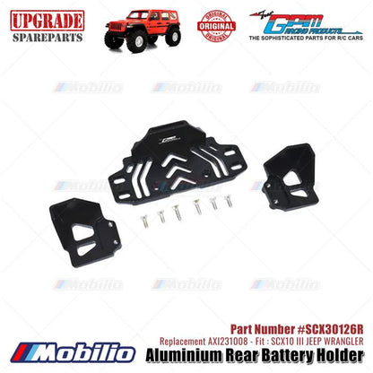 GPM Part #SCX30126R Aluminium Rear Battery Holder Upgrade Axial SCX10 III Jeep Wrangler AXI231008 Replacement