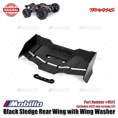 Traxxas Part #9517 Black Sledge Rear Wing with Wing Washer 1/8 scale 4WD Brushless Monster Truck