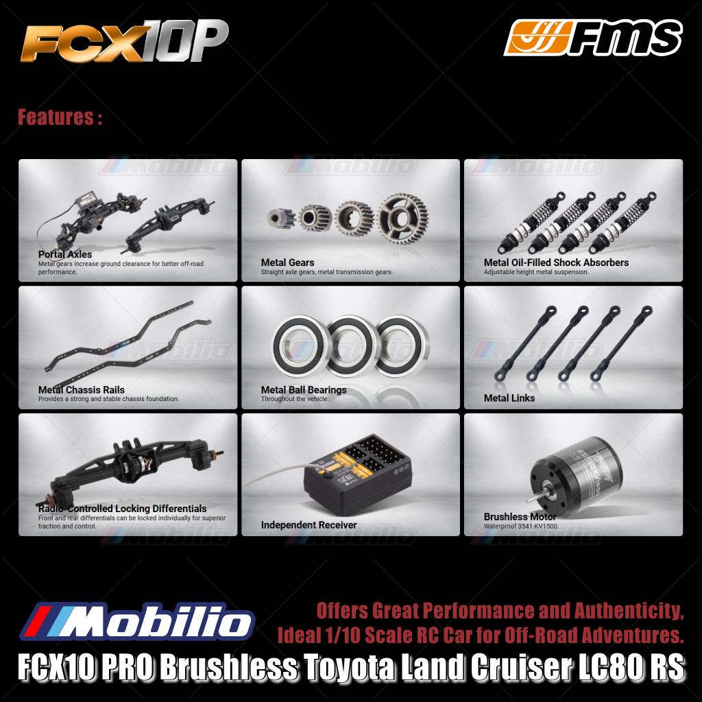 FMS FCX10 PRO Brushless Toyota Land Cruiser LC80 RS RC Crawler Adventure RTR