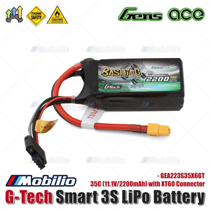 Gens Ace G-Tech Smart 3S Lipo Baterai 35C (11.1V/2200mAh) dengan Konektor XT60 - GEA22003S35X6