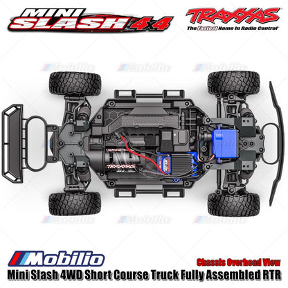 Traxxas 108164-1 Mini Slash 4WD Short Course Truck Rakitan Lengkap RTR Body Tanpa Klip Sistem Tenaga Brushless TQ 2.4GHz BL-2S