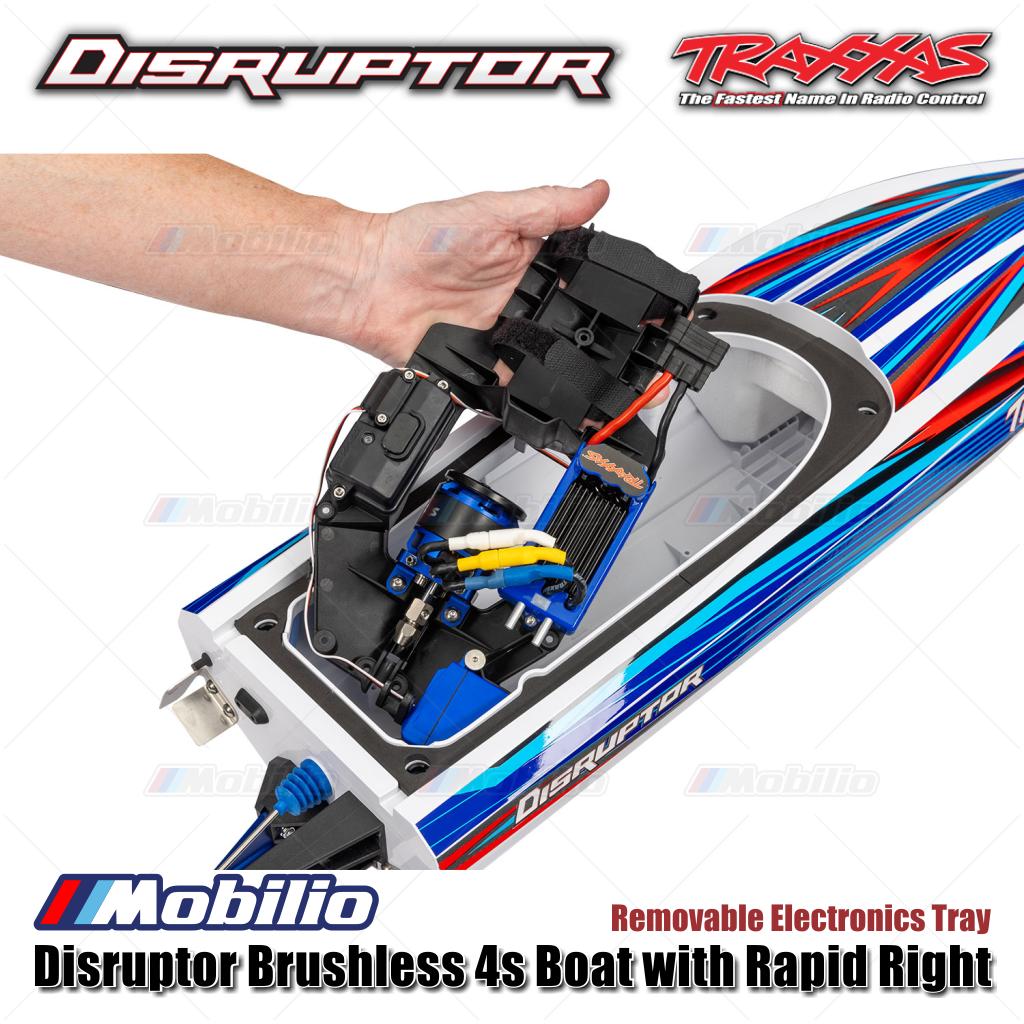 Traxxas 106064-4 Disruptor Brushless 4s Boat dengan Rapid Right Motor Outrunner Brushless RTR Kontrol Jarak Jauh untuk Air - Control