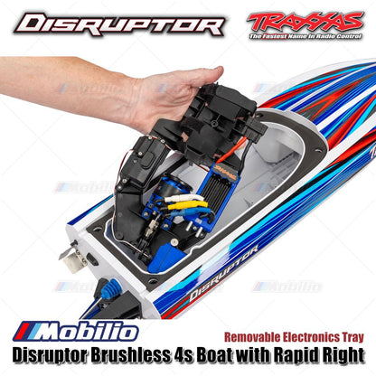 Traxxas 106064-4 Disruptor Brushless 4s Boat dengan Rapid Right Motor Outrunner Brushless RTR Kontrol Jarak Jauh untuk Air - Control