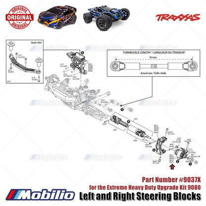 Traxxas Part #9037X Steering blocks Extreme Heavy Duty Blue for 9080 Upgrade RC Ford ST Rally Rustler Slash Stampede