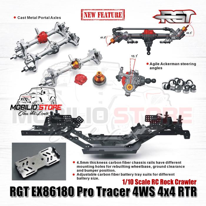 RGT EX86180 Pro Tracer 4WS 4x4 RTR 1/10 Skala RC Rock Crawler Off-Road Kendali Jarak Jauh
