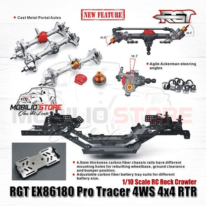 RGT EX86180 Pro Tracer 4WS 4x4 RTR 1/10 Skala RC Rock Crawler Off-Road Kendali Jarak Jauh