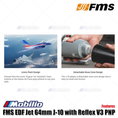 Jet FMS EDF 64mm J-10 dengan Reflex V3 PNP Vigorous Dragon RC Jets Aero Modelling