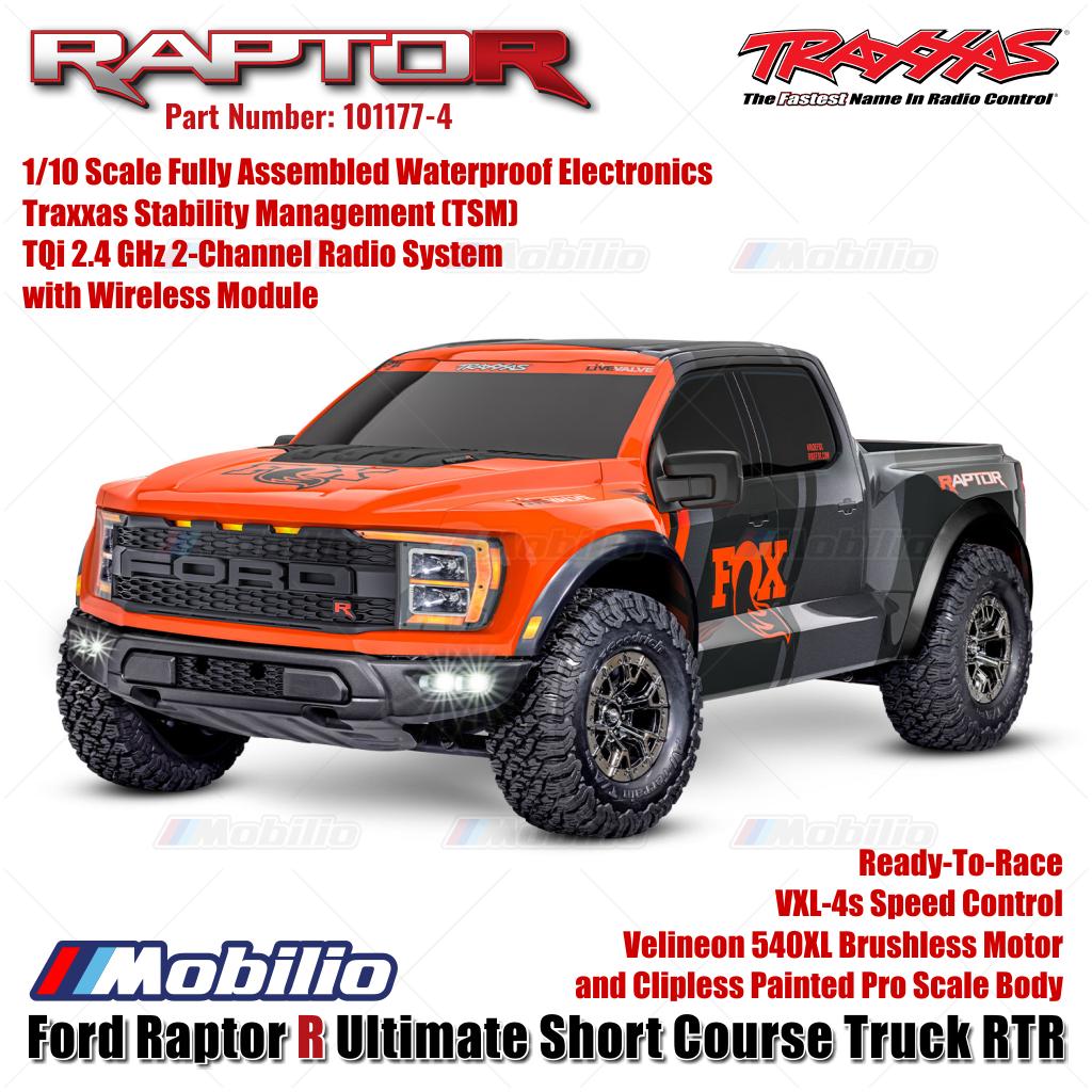 Traxxas 101177-4 FOX-2 Ford Raptor R Ultimate 4X4 Short Course Truck RC Skala 1/10 Rakitan Lengkap Tahan Air RTR Kontrol Jarak Jauh dengan Motor Velineon 540XL &amp; Sistem Radio TQi 2.4 GHz - Gear