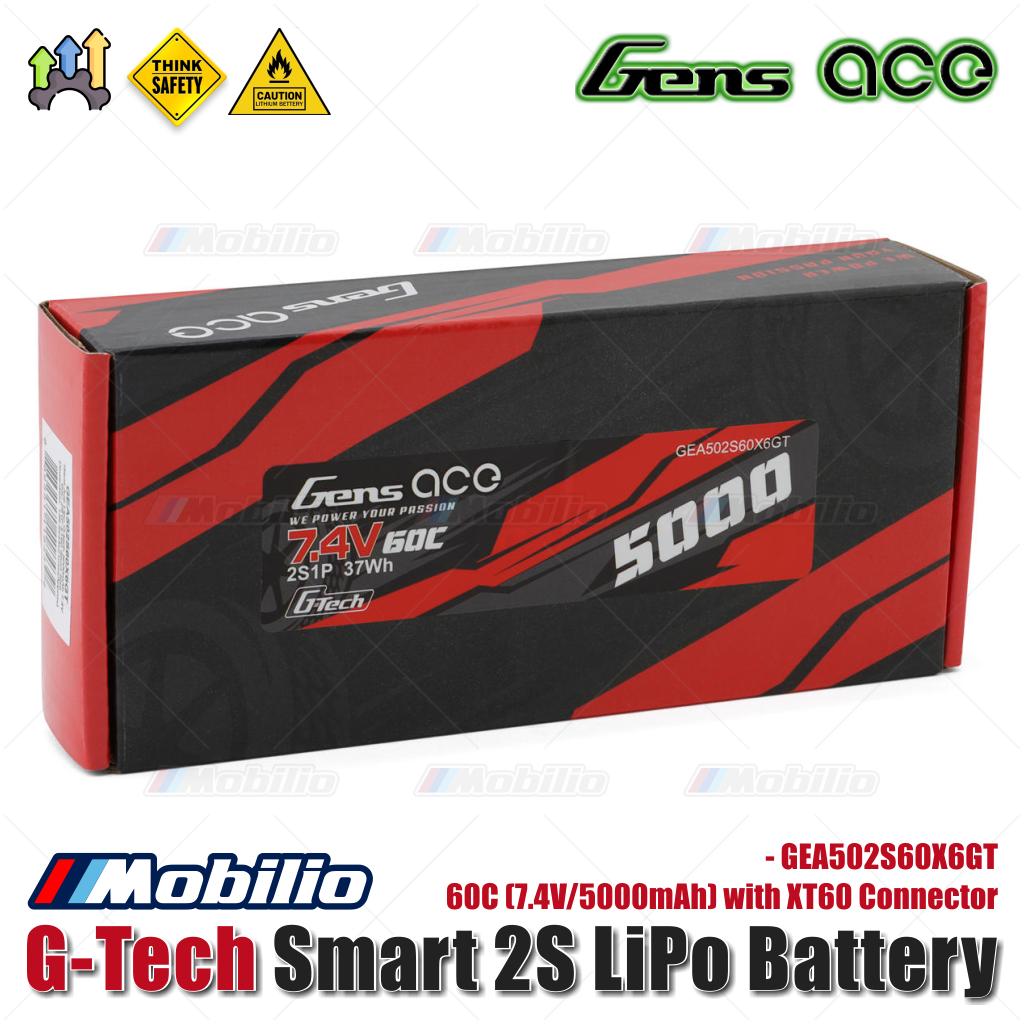 Gens Ace G-Tech Smart 2S LiPo Battery 60C (7.4V/5000mAh) with XT60 Connector - GEA502S60X6GT