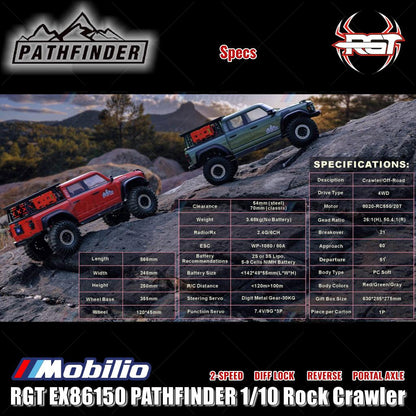 RGT EX86150 PATHFINDER 1/10 Jarak Sumbu Roda Panjang 355mm RC Adventure Crawler RTR