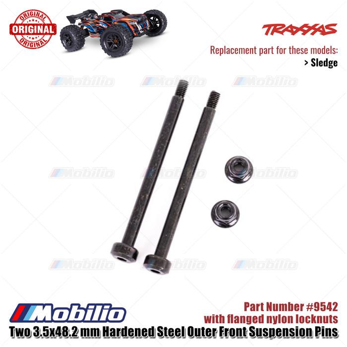 Traxxas Part #9542 Hardened Steel Outer Front Suspension Pins with Flanged Nylon Locknuts RC Sledge 1/8 Scale Off-Road