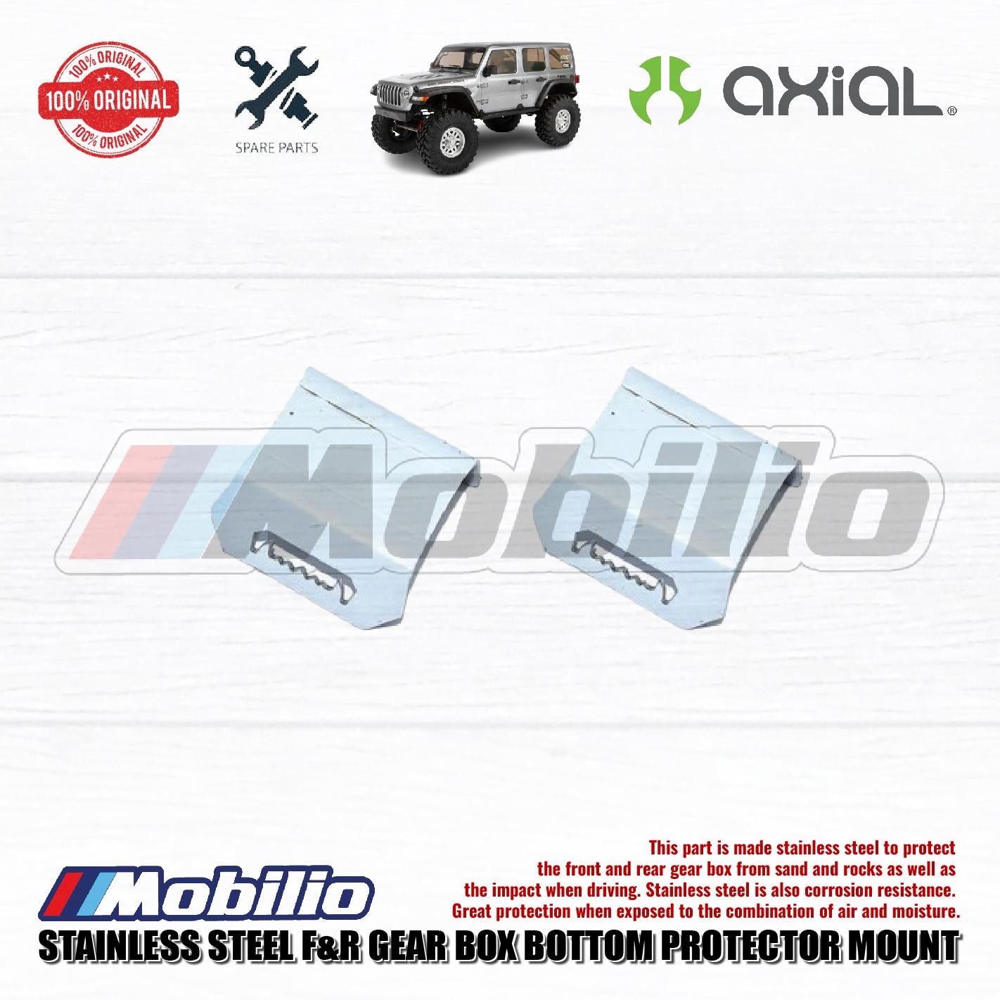 GPM Part #SCX3333X Stainless Steel Front Rear Gear Axles Bottom Protector Mount 2pcs Axial SCX10 III Wrangler