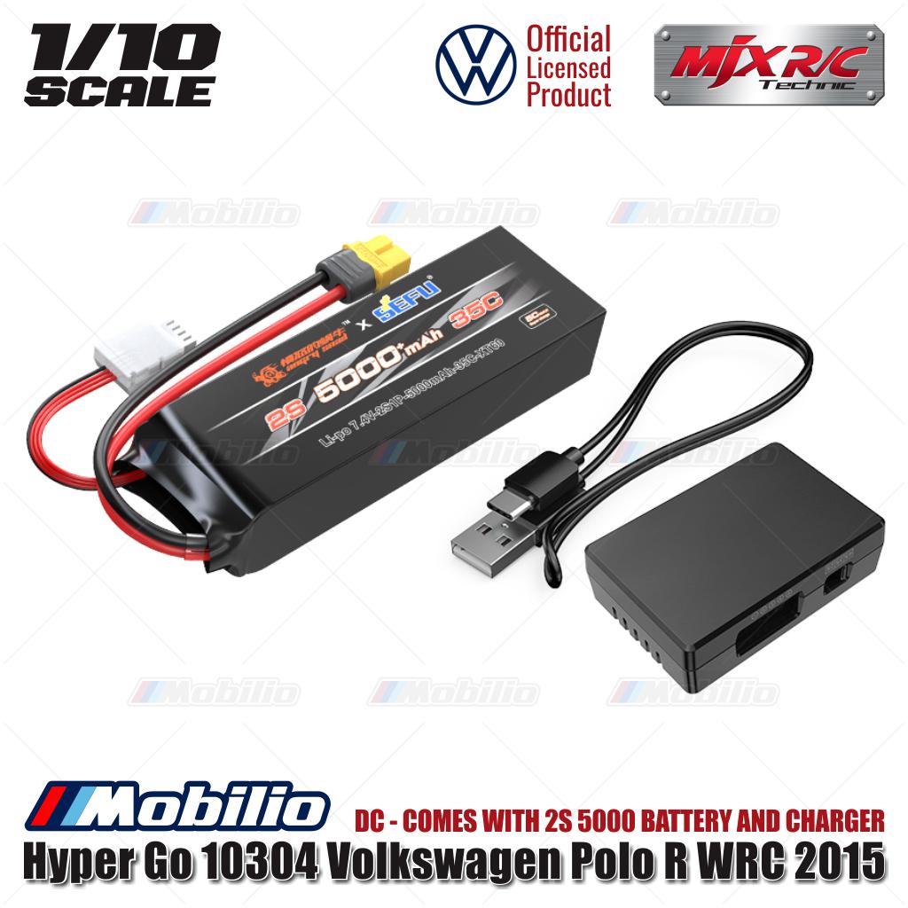 MJX Hyper Go 10304 (DC) 70KPH Brushless 1:10 Scale VW Polo Rally Car with Battery 2S 5000 and Charger