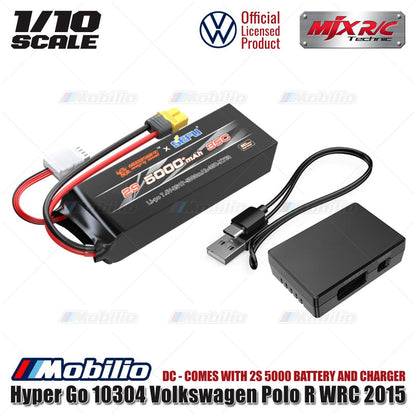MJX Hyper Go 10304 (DC) 70KPH Brushless 1:10 Scale VW Polo Rally Car with Battery 2S 5000 and Charger