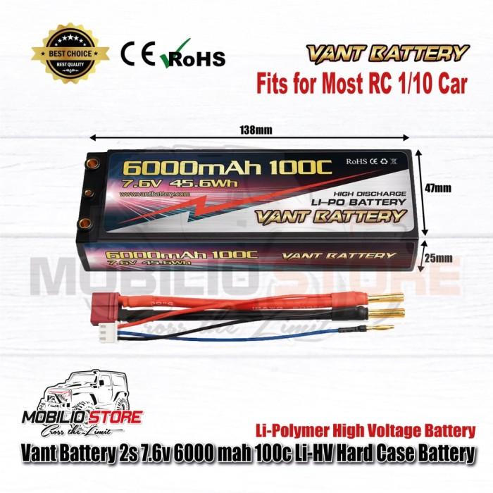 Baterai Vant 2S 7.6V 6000 mAh 100C Li-HV Li-Polimer Hard Case