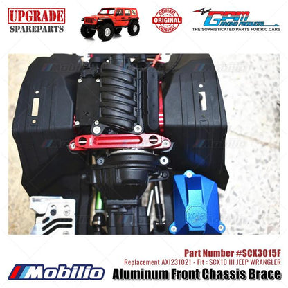 GPM Part #SCX3015F Aluminum Front Chassis Brace Upgrade Axial SCX10 III Jeep Wrangler AXI231021 Replacement