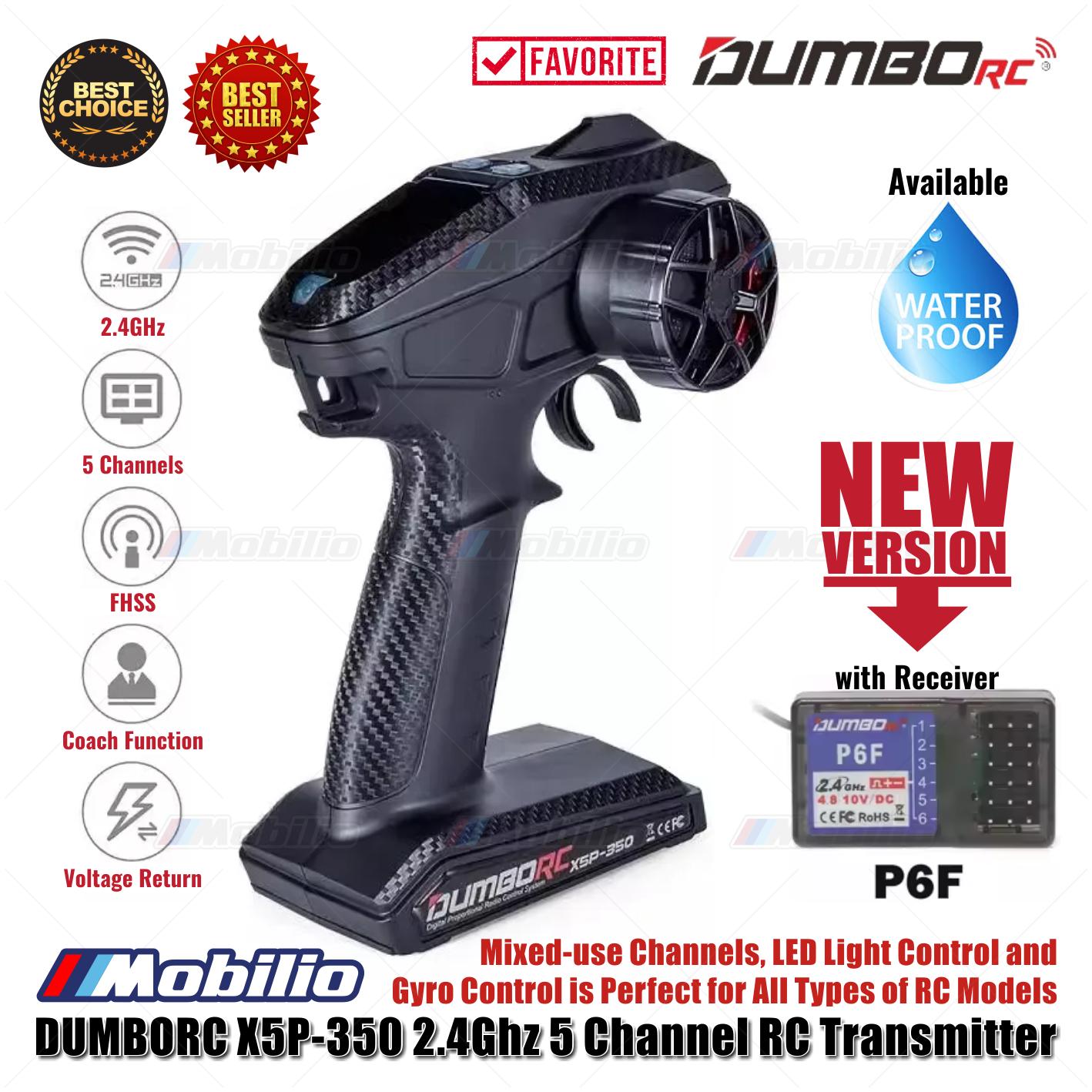 Dumborc X5 2.4Ghz 5 Channel RC Transmitter with Receiver P6F Waterproof Version Available for RC Car Boat Tank All Types of RC Models