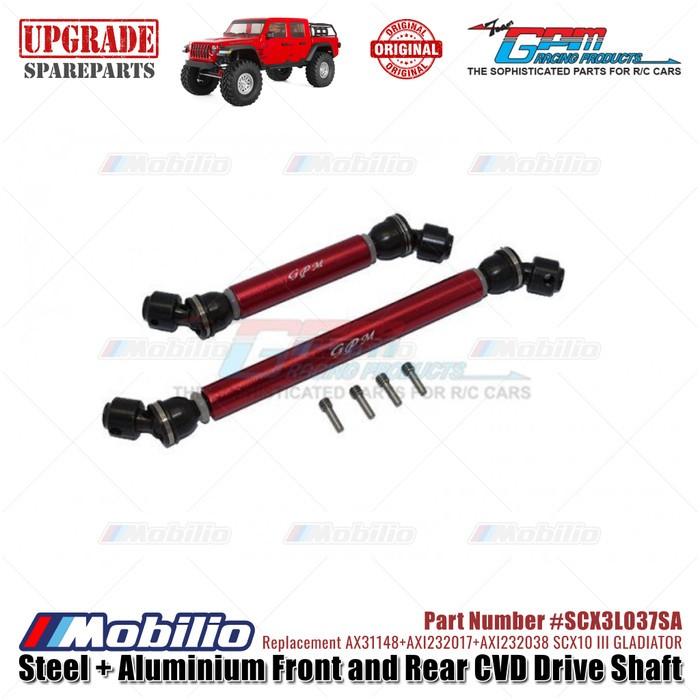 GPM Part #SCX3L037SA Steel & Aluminium Front Rear CVD Drive Shaft Upgrade RC Axial SCX10 III Jeep Gladiator Remote Motor Control Toy