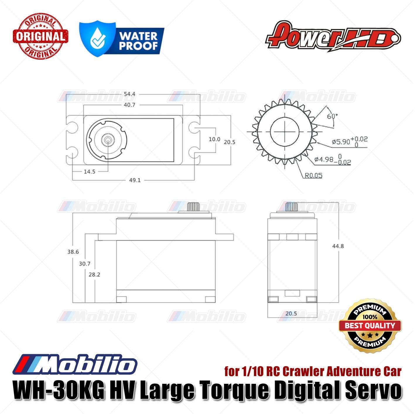 Power HD WH-30KG HV Large Torque Digital Servo Waterproof for 1/10 RC Crawler Adventure Car