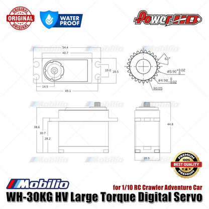 Power HD WH-30KG HV Large Torque Digital Servo Waterproof for 1/10 RC Crawler Adventure Car
