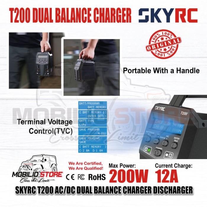 SKYRC T200 AC/DC 200W 12A Pengisi Daya/Pengosong Baterai Lipo Dual Balance