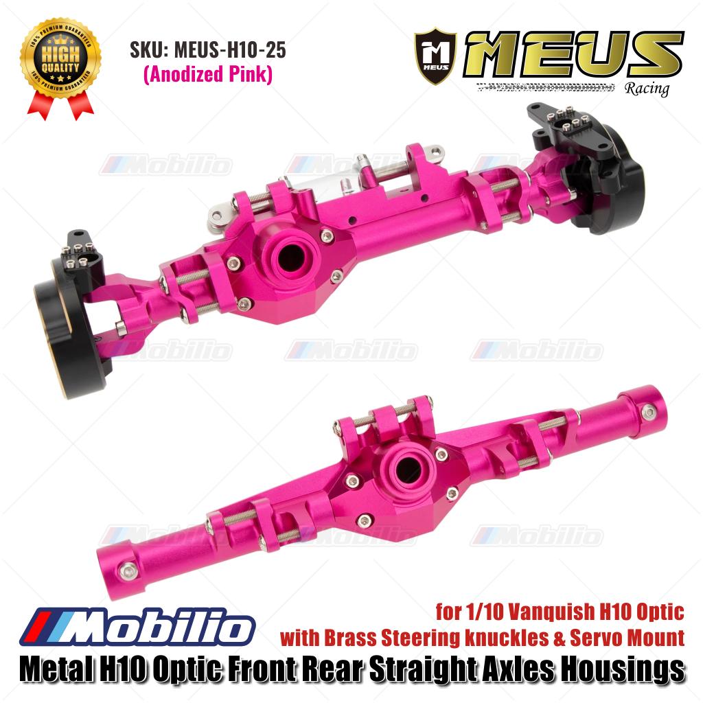MEUS Racing Metal H10 Optic Front Rear Straight Axles Housings dengan Brass Steering Knuckles & Servo Mount MEUS-H10-25 untuk 1/10 Vanquish H10 Optic