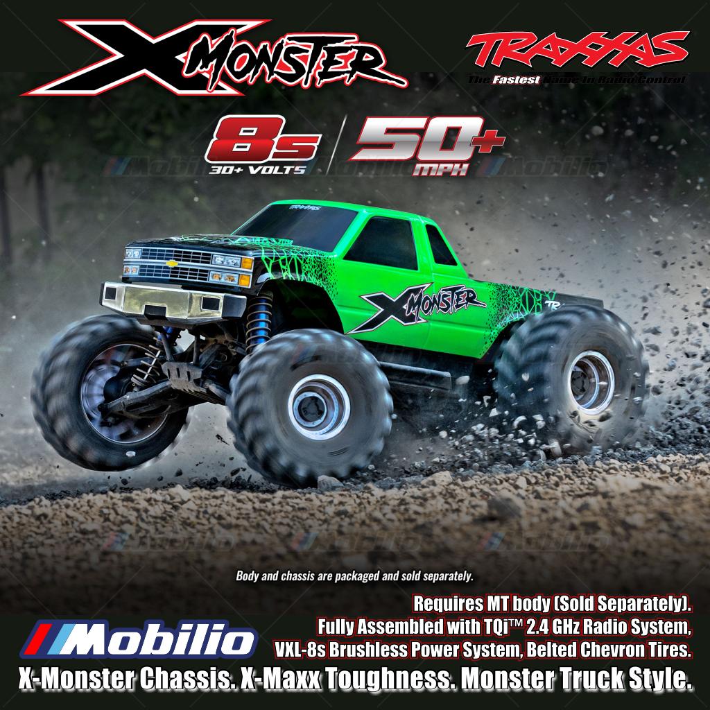 Traxxas 77036-4 X-Monster Chassis X-Maxx Toughness Monster Truck Style Fully Assembled with TQi 2.4 GHz Radio System VXL-8s Brushless Power System Belted Chevron Tires and MT body Dijual Terpisah 7691-BLK