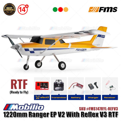 FMS 1220mm Ranger EP V2 Dengan Reflex V3 RTF Siap Terbang #FMS147RGN-REFV3 Pesawat RC Aeromodeling