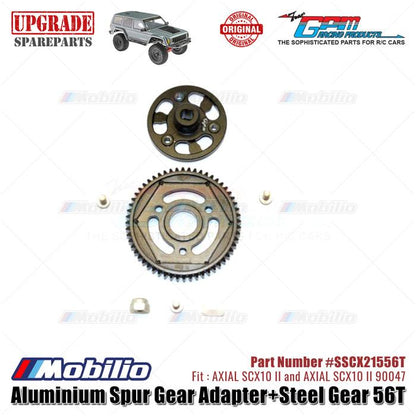 GPM Part #SSCX21556T Aluminium Spur Gear Adapter and Steel Gear 56T RC Upgrade Axial SCX10 II Crawler Adventure
