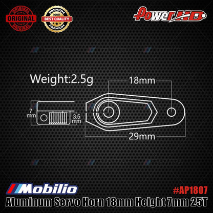 Power HD AP1807 Aluminum Servo Horn 18mm Height 7mm 25T