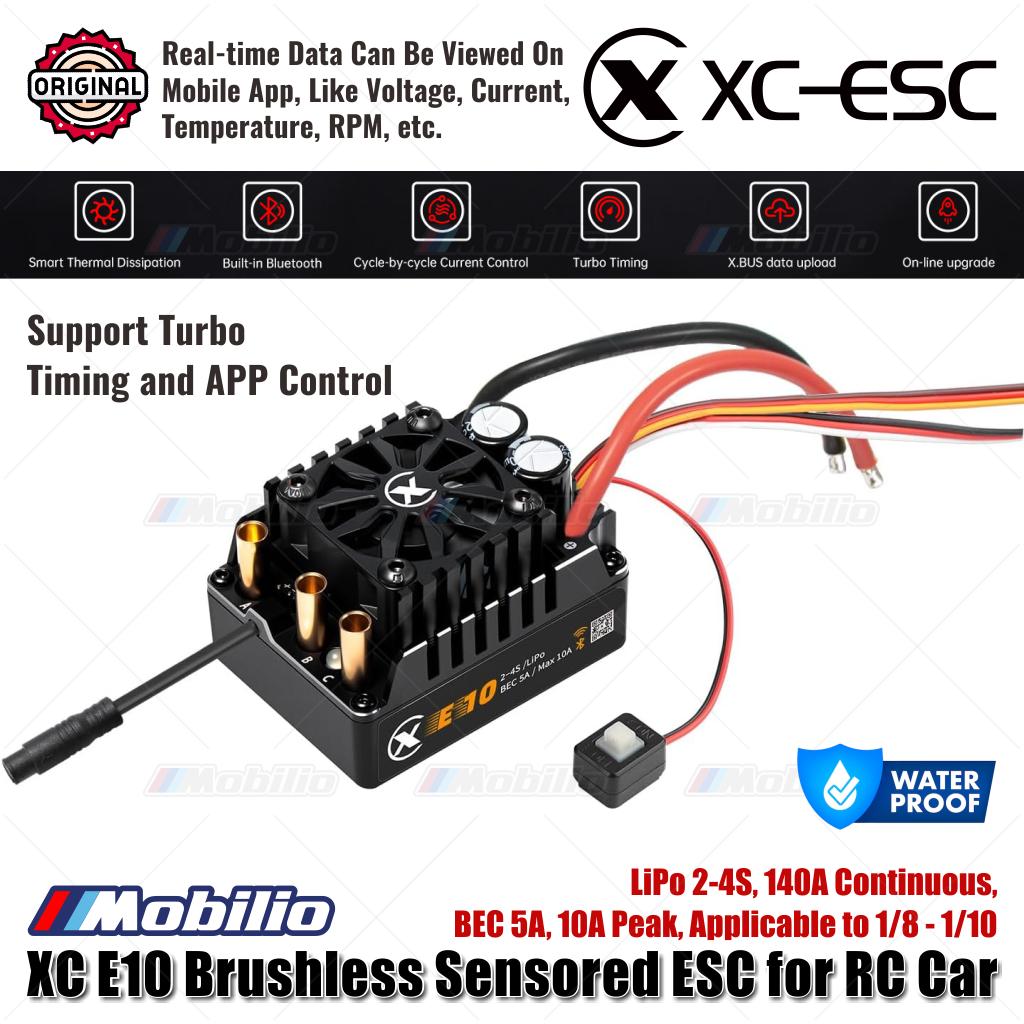 XC-ESC E10 Brushless Sensored ESC LiPo 2-4S 140A Kontinu BEC 5A 10A Puncak untuk Mobil RC 1/8 - 1/10