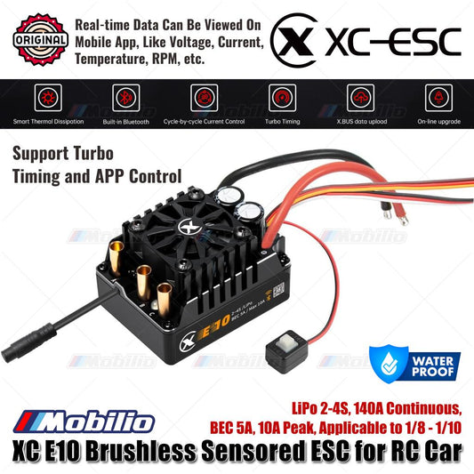XC-ESC E10 Brushless Sensored ESC LiPo 2-4S 140A Kontinu BEC 5A 10A Puncak untuk Mobil RC 1/8 - 1/10