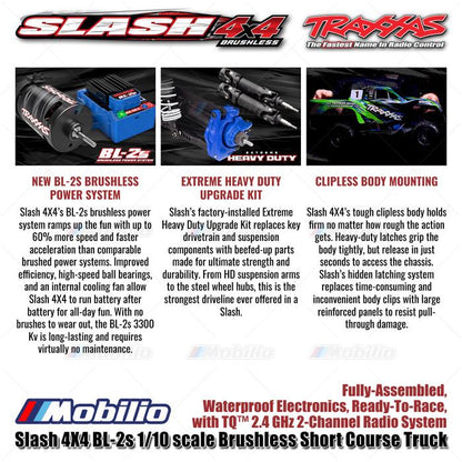 Traxxas 68154-4 Slash 4X4 BL-2s 1/10 scale Brushless Short Course Truck Waterproof RTR Clipless