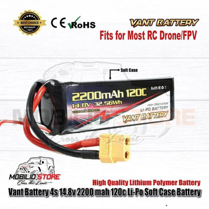 Baterai Vant 4S 14.8V 2200mAh 120C Li-Po Soft Case untuk Drone