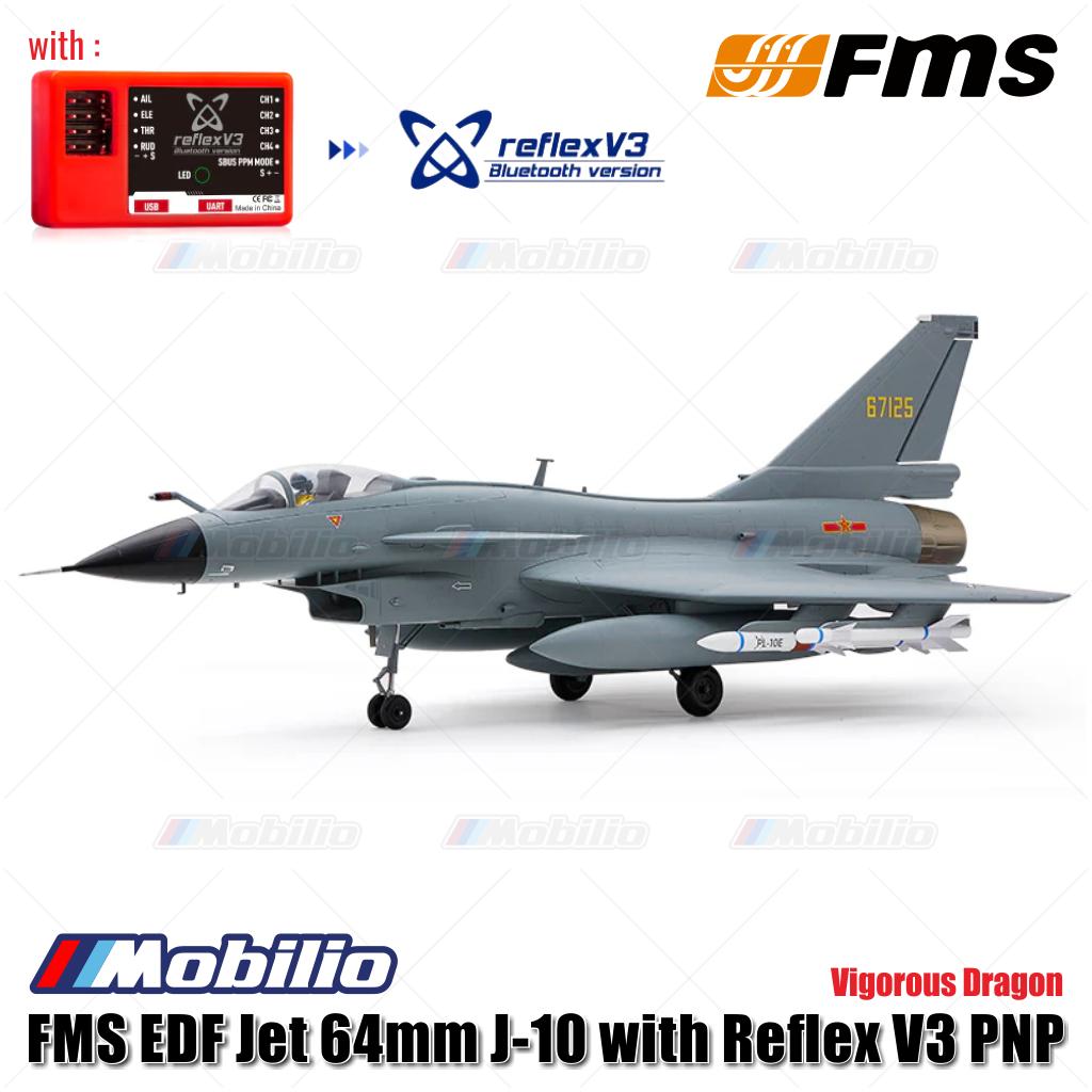 Jet FMS EDF 64mm J-10 dengan Reflex V3 PNP Vigorous Dragon RC Jets Aero Modelling
